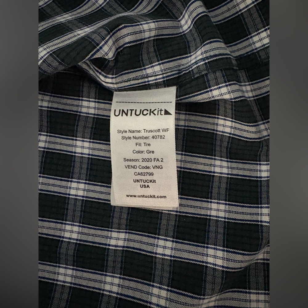 UNTUCKit Black and White Plaid Shirt (XXXL) - Picture 6 of 9